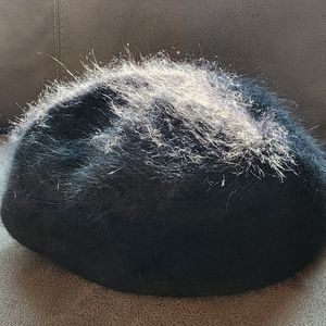 Vintage D.N.Y Accessories Black Angora Nylon Hat One Size